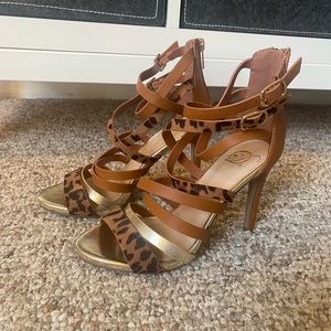 SOLD - Strappy Animal Print Heels